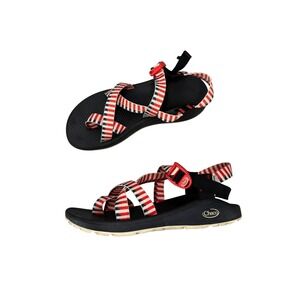 Chaco Z/Cloud 2 Womens Sandals Red White Blue Striped Strappy Toe Loop Size 11